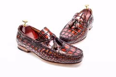 Men’s Dress Loafers Tassel Crocodile Leather Slip-on Shoes BMBAS12036 image 4