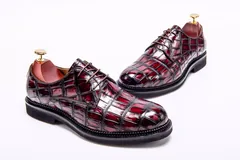 Men’s Crocodile Leather Derby Comfortable Classic Shoes BMBAS12042 image 4