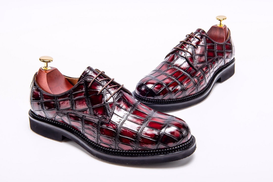 Men’s Crocodile Leather Derby Comfortable Classic Shoes BMBAS12042 image 4