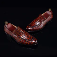 Crocodile Slip On Shoes Casual Leather Shoes BMBAS12049 image 4