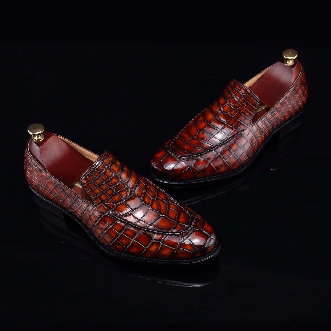 Crocodile Slip On Shoes Casual Leather Shoes BMBAS12049 image 4
