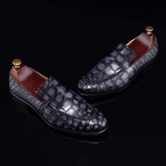 Crocodile Mens Loafers Leather Luxury Shoes BMGAS12051 image 5