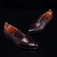 High-End Croc Leather Loafer Flat Shoes BMBAS12052 image 3