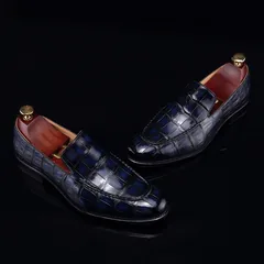 Handcrafted Croc Leather Penny Loafer BMBAS12053 image 5