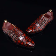 Monk Strap Shoes High-end Leather Crocodile Pattern Shoes BMBAS12054 image 4