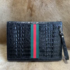 Crocodile Leather Zipper Pouch XMBAB12077 image 4