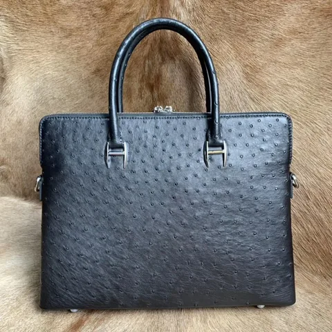 Full Grain Ostrich Leather Document Bag XMBOB12009