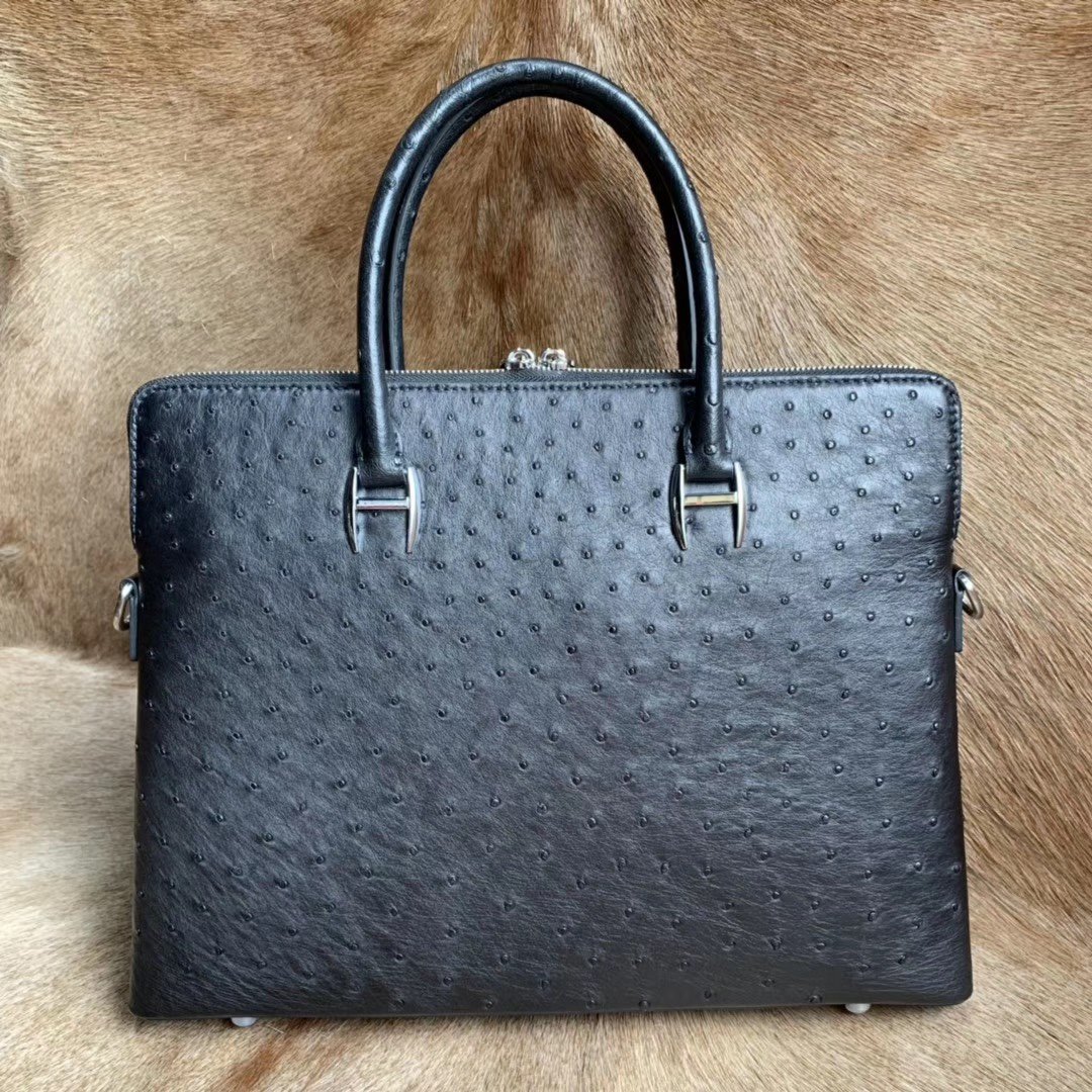 Full Grain Ostrich Leather Document Bag XMBOB12009