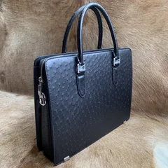 Ostrich Briefcase Bag Black Handbag XMBOB12010 image 4