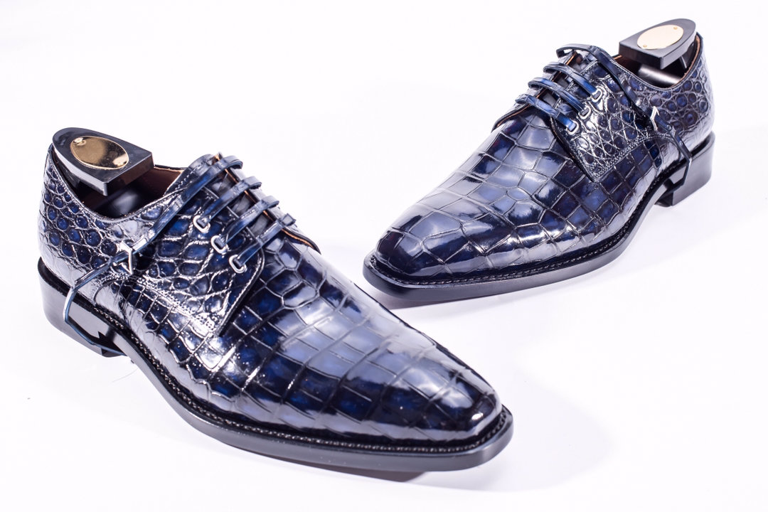 Handmade Classic Office Alligator Leather Dress Shoes BMBAS12005 image 6