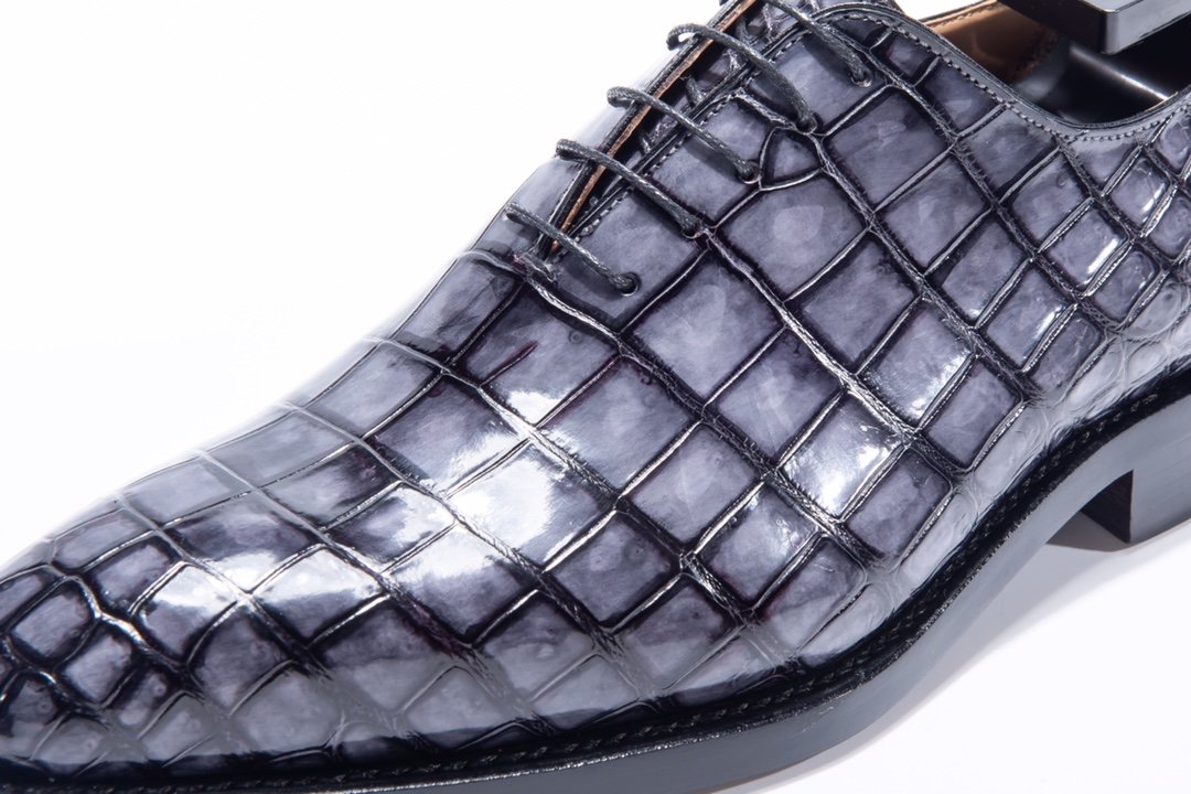 Men’s Low Top Oxford Crocodile Leather Lace Up Shoes BMBAS12012 image 8