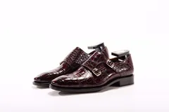 Men’s Crocodile Cap Toe Double Monk Strap Shoes BMBAS12021 image 4