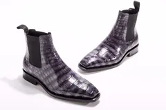 Men’s Crocodile Pointy Toe Pull On Ankle Booties BMPAS12024 image 5