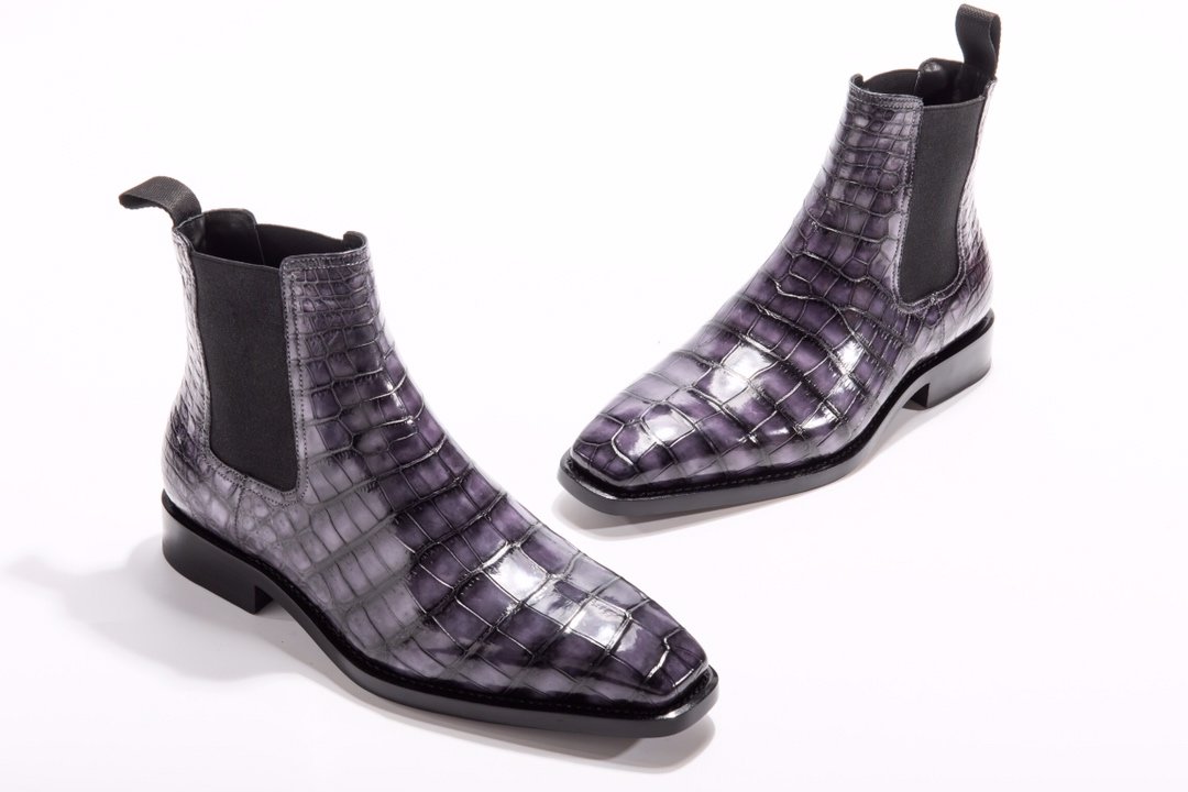 Men’s Crocodile Pointy Toe Pull On Ankle Booties BMPAS12024 image 5