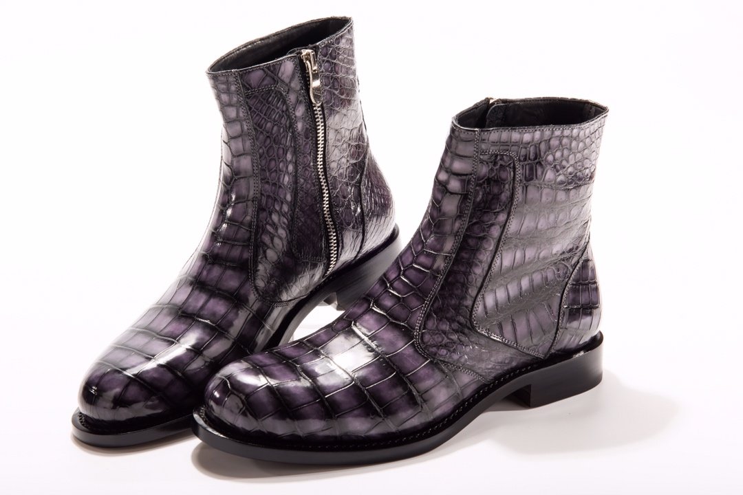 Men’s Side Zipper Crocodile Print Ankle High Top Boots BMPAS12025 image 5