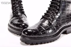 Men Fashion Crocodile Lace-up Boots BMBAS12031 image 4