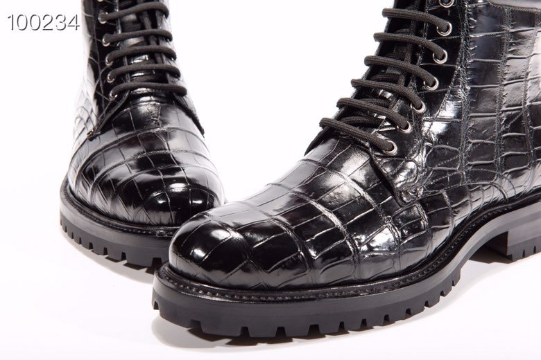 Men Fashion Crocodile Lace-up Boots BMBAS12031 image 4