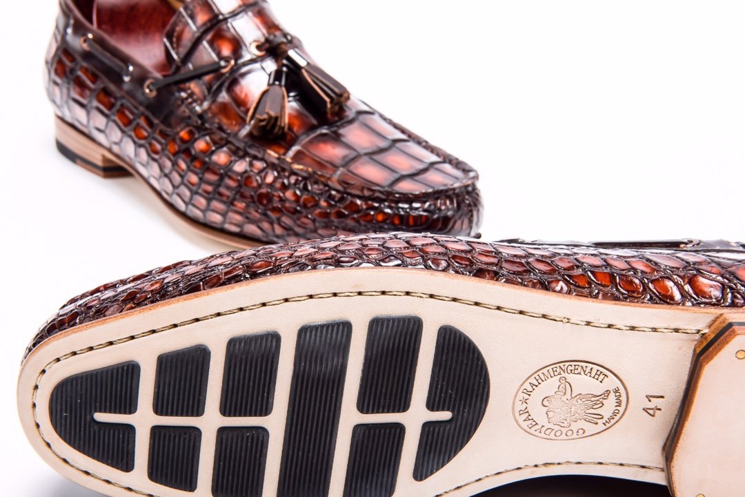 Men’s Dress Loafers Tassel Crocodile Leather Slip-on Shoes BMBAS12036 image 5