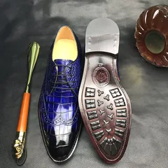 Crocodile Derby Lace Up Dress Shoes BMBAS12047 image 5