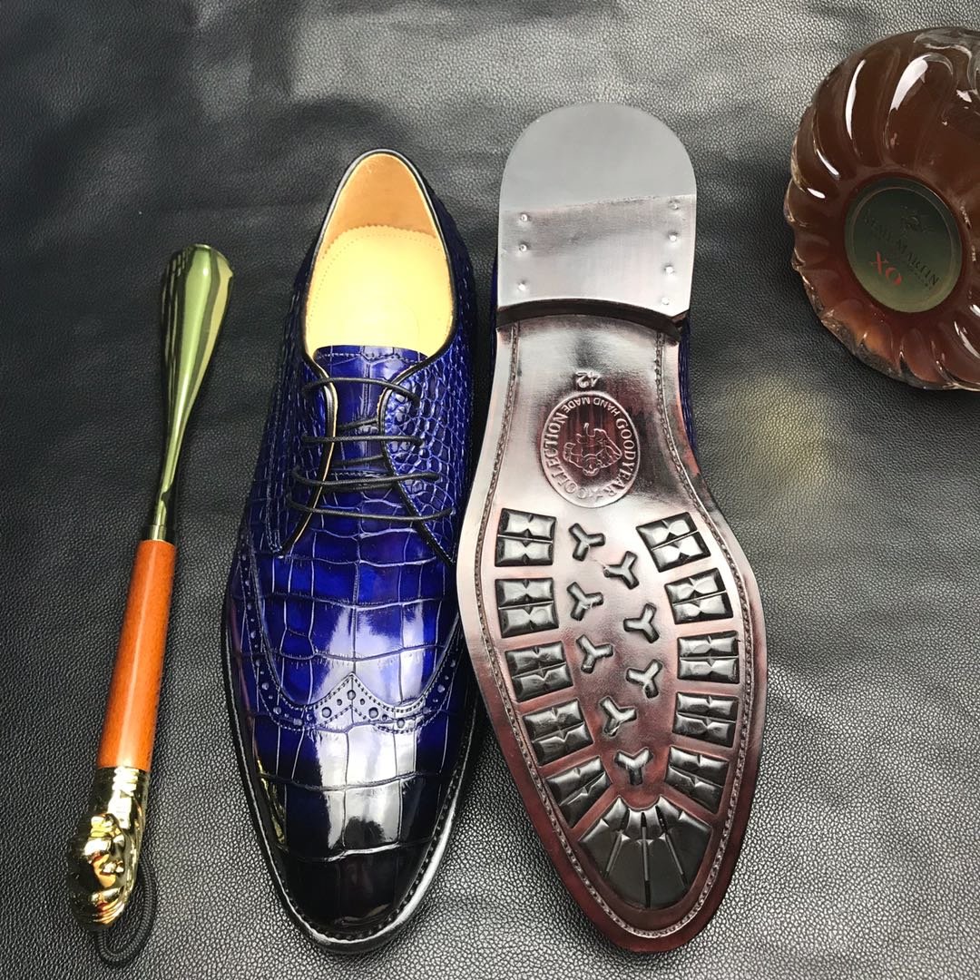 Crocodile Derby Lace Up Dress Shoes BMBAS12047 image 5