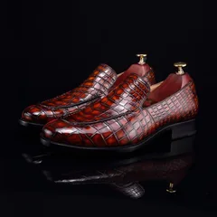 Crocodile Slip On Shoes Casual Leather Shoes BMBAS12049 image 5