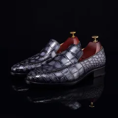 Crocodile Mens Loafers Leather Luxury Shoes BMGAS12051 image 6