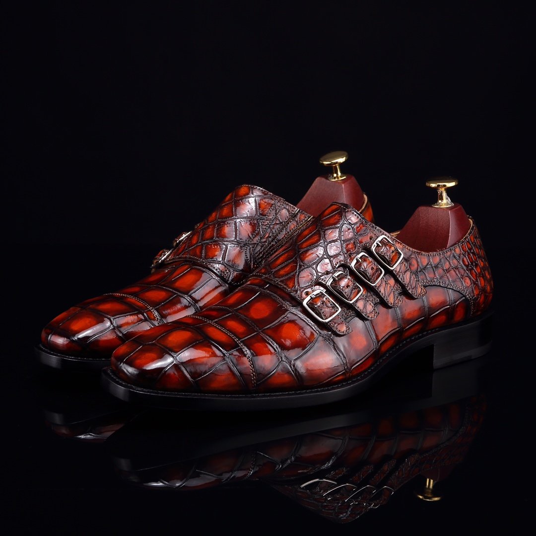 Monk Strap Shoes High-end Leather Crocodile Pattern Shoes BMBAS12054 image 5