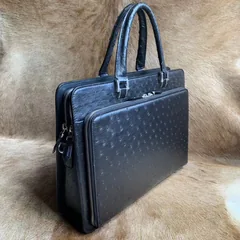 Black Ostrich Leather Bag Men Briefcase Bags XMBOB12007 image 4