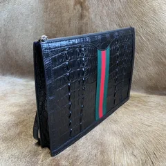 Crocodile Leather Zipper Pouch XMBAB12077 image 5