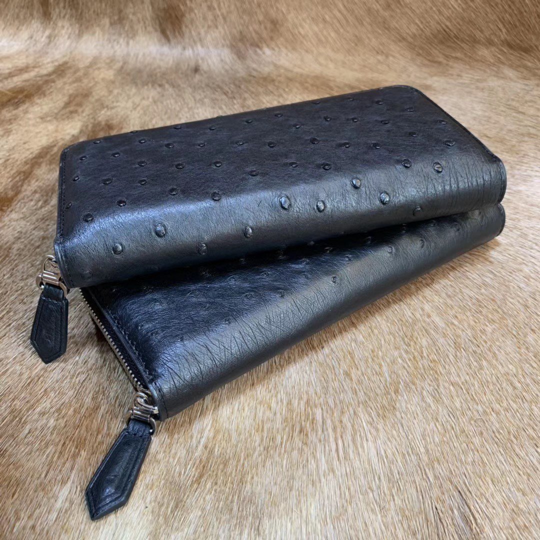 Men’s Long Business Ostrich Leather Wallet XMBOB12086 image 4