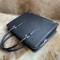 Ostrich Briefcase Bag Black Handbag XMBOB12010 image 5