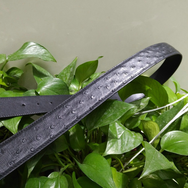 Black Ostrich Skin Belt FMBOB12001 image 3