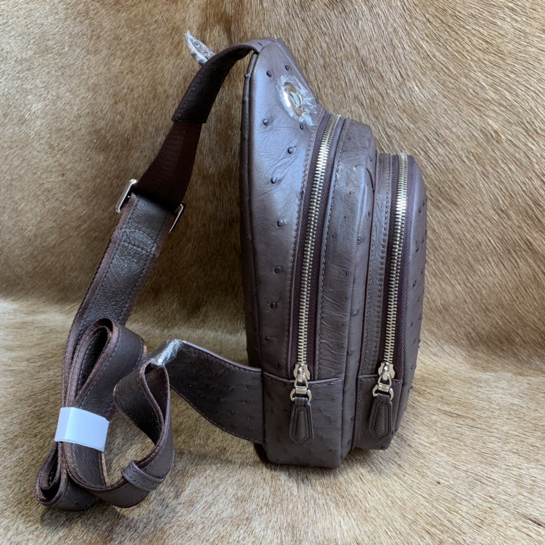 Men Ostrich Leather Chest Pack Bag XMBOB12011 image 6