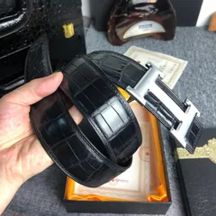 Men’s Perforated Crocodile Leather Belt TMBAB12006 image 5