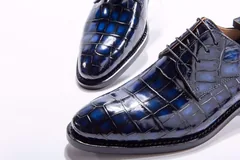 Blue Genuine Crocodile Derby Shoes BMBAS12019 image 6