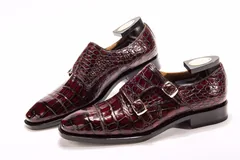 Men’s Crocodile Cap Toe Double Monk Strap Shoes BMBAS12021 image 5