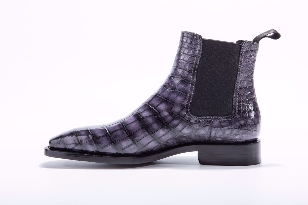 Men’s Crocodile Pointy Toe Pull On Ankle Booties BMPAS12024 image 6