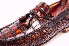 Men’s Dress Loafers Tassel Crocodile Leather Slip-on Shoes BMBAS12036 image 6