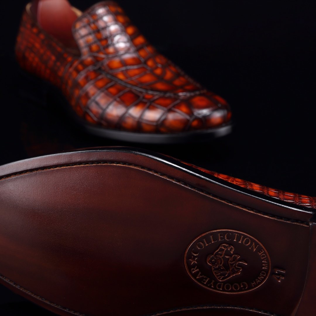 Crocodile Slip On Shoes Casual Leather Shoes BMBAS12049 image 6