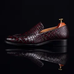 High-End Croc Leather Loafer Flat Shoes BMBAS12052 image 5