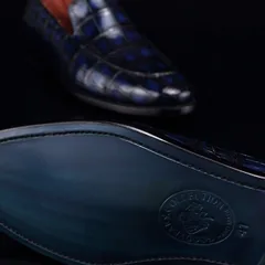 Handcrafted Croc Leather Penny Loafer BMBAS12053 image 7