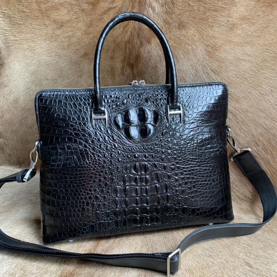 Large Crocodile Leather Laptop Bag XMBAB12019 image 4