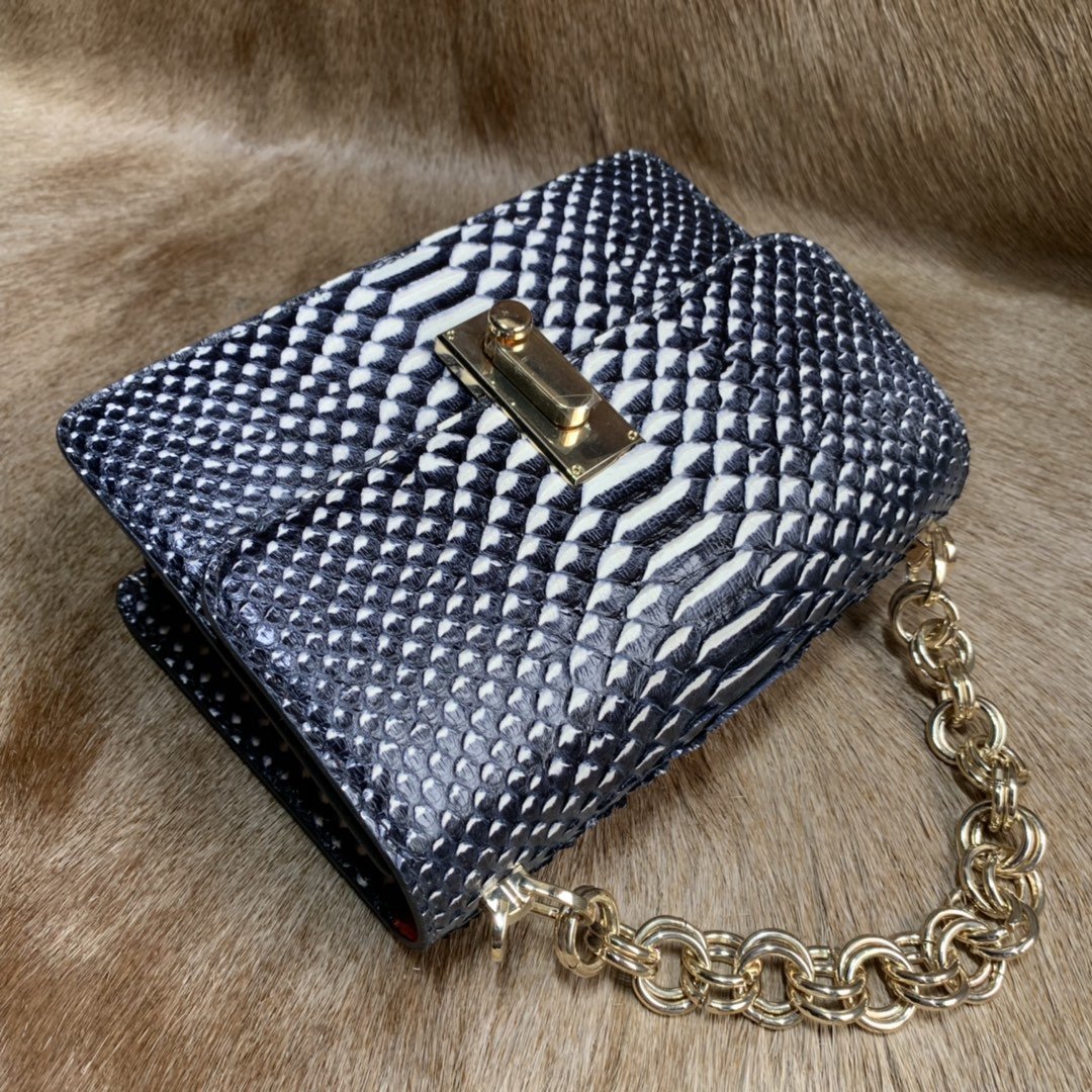 Natural Python Leather Handbag XFBPB12056 image 5