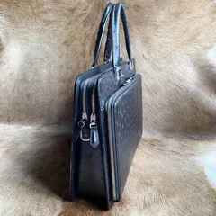 Black Ostrich Leather Bag Men Briefcase Bags XMBOB12007 image 5