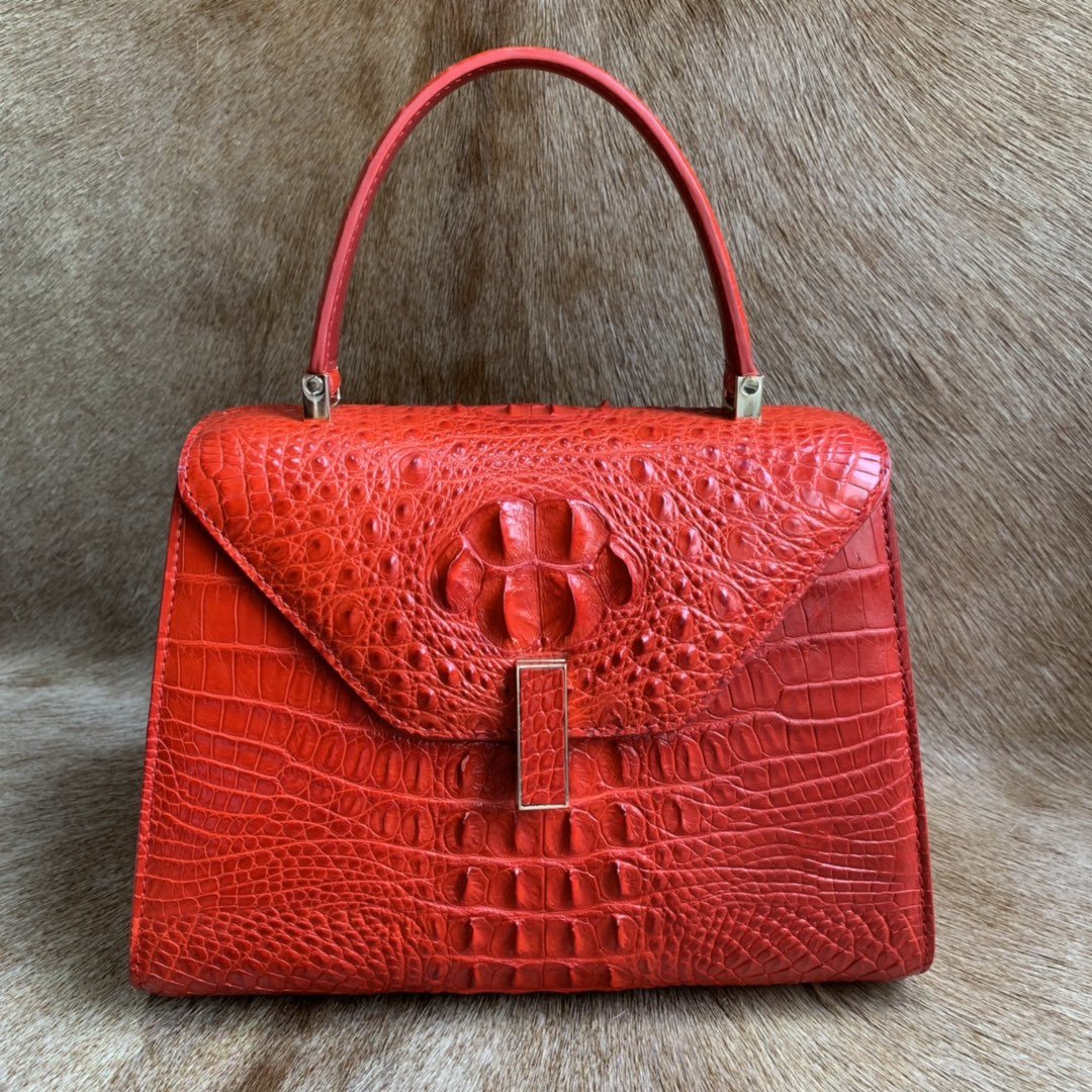Crocodile Leather Stylish Buckle Handle Bags XFCAB12065 image 6