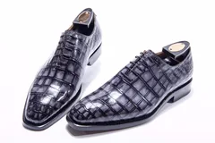 Men’s Low Top Oxford Crocodile Leather Lace Up Shoes BMBAS12012 image 6