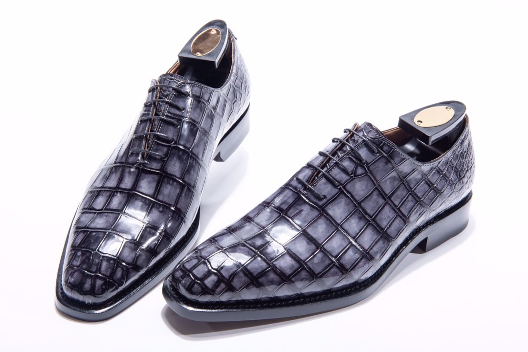 Men’s Low Top Oxford Crocodile Leather Lace Up Shoes BMBAS12012 image 6