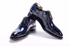 Blue Genuine Crocodile Derby Shoes BMBAS12019 image 7