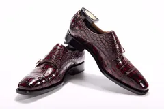 Men’s Crocodile Cap Toe Double Monk Strap Shoes BMBAS12021 image 6