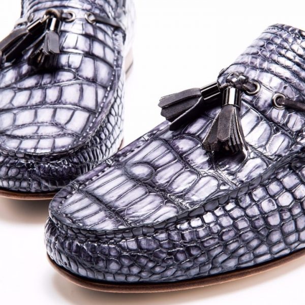 Real Crocodile Leather Tassel Loafers Crocodile Print Shoes BMGAS12035 ...